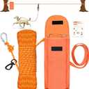 Upgraded Dog Tie Out Cable for Camping, 70FT Portable Knot-a-Hitch Dog Hitching System, Trolley System for Dogs up to 250lbs, Dogs Runner for Yard Camping Training Running Hiking Outdoor