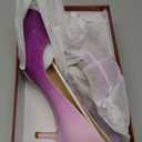 JOY IN LOVE Women's Shoes Low Heels Pointy Toe Kitten Heel Daily Pumps (10.5, White Purple Patent)