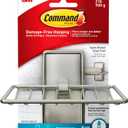 Command Soap Dish for Shower, Damage Free Hanging Bathroom Soap Dish, No Tools Bar Soap Holder, 1 Satin Nickel Soap Dish and 2 Water-Resistant Command Strips