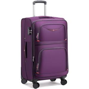 Softside Expandable Luggage with 4 Spinner Wheels, Durable Checked-Luggage Suitcase (Purple, 25-Inch)
