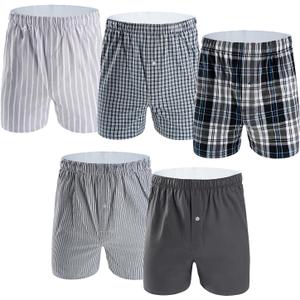 M MOACC Men's Underwear 100% Cotton Boxer Shorts for Men with Button T4, Large