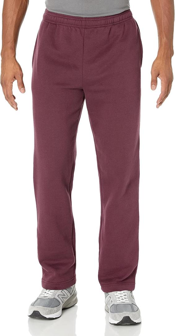 Amazon Essentials Men's Fleece Open Bottom Sweatpant  (Large, Burgundy) Amazon Essentials Men's Fleece Open Bottom Sweatpant  (Large, Burgundy)