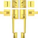TICONN Double Front Door Handle Set, Heavy Duty Square Door Lever and Single Cylinder Deadbolt Combo for Side by Side Entrance Exterior Doors (Polished Brass)