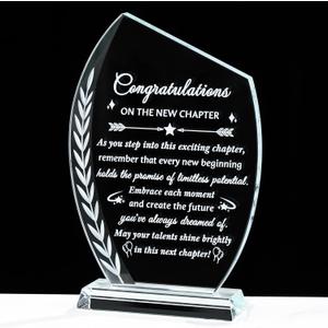 New Job Gifts for Women Men Coworker Congratulations on The New Chapter Beginnings Engraved Crystal Keepsake Plaque, Employee Farewell Appreciation Going Away Graduation Gift for Friend Leader