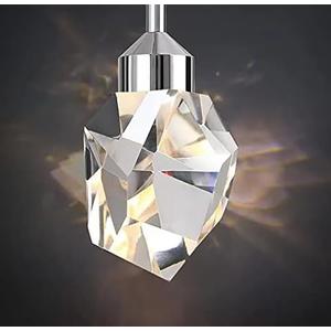 Chrome Crystal Pendant Lights Kitchen Island, Bedroom Bedside Hanging Crystal Ceiling Light, Dimmable 3000k-6000k 1-Light Independent