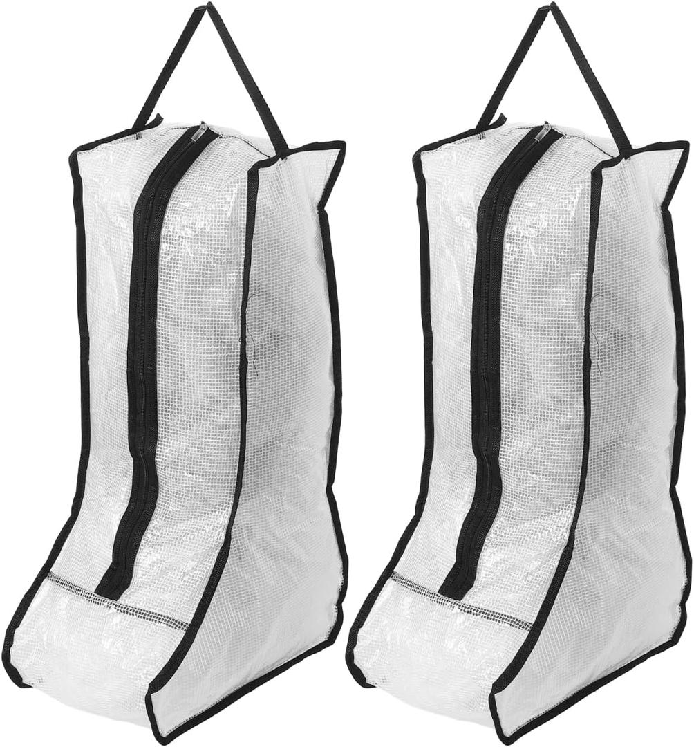 4-Pcs Boot Storage Cases with Zipper for Shoes - Clear PVC Pouch
