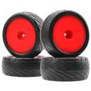 4Pack ShareGoo RC 85mm/3.34" Rubber Tires Front Rear Tyres 12mm Hex Wheel Compatible with Redcat HPI HSP Kyosho 1/10 RC Off-Road Car Buggy (Red)