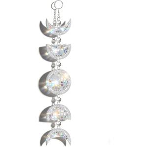Sliner Disco Ball Moon Phase Hanging Pendant Handmade Sun Catcher for Windows Indoor Windows Ornament Party Christmas Wedding Holiday Decorations Gifts