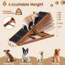 Dog Ramp for Bed - Foldable Small to Large Dog Ramp for Couch - 6 Adjustable Height from 12" to 24" - Stairs with High Traction Mat - Wooden Ramp for Dogs to Get on Bed Couch Car Up to 200LBS（Walnut）