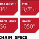 KAKEI 16 Inch Chainsaw Chain 3/8" LP Pitch .050" Gauge 56 Drive Links Fits Craftsman, Poulan, Ryobi, Echo, Greenworks and More- S56 (3 Chains) - Semi Chisel