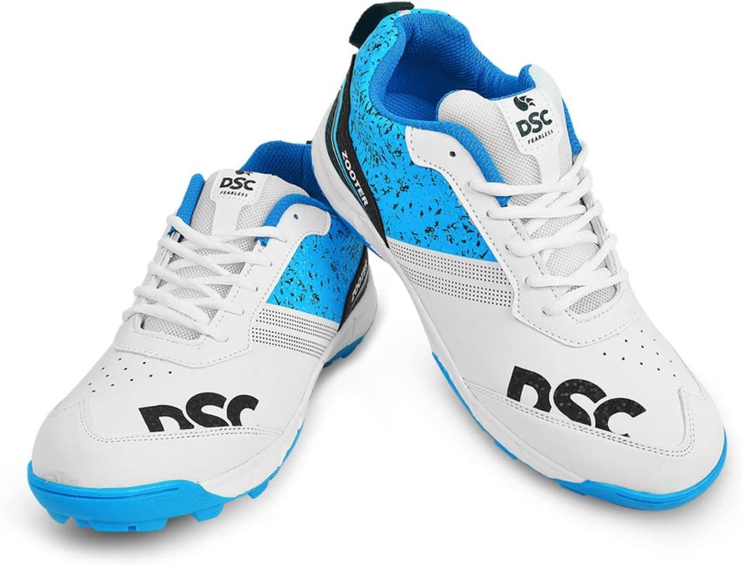DSC Zooter Cricket Shoe for Men and Boys, Size-11 UK (White-Blue)