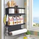 Magnetic Spice Rack for Refrigerator Magnetic Paper Towel Holder for Fridge Magnetic Shelf Magnetic Shelves Fridge Magnet Organizer Spice Rack Kitchen Organization Kitchen Storage Black