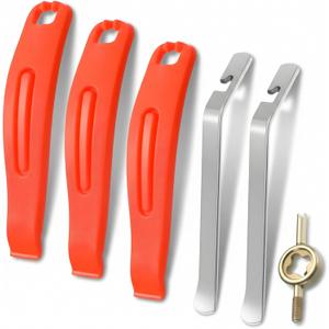 Bicycle Tire Levers - Bike Tire Levers with Stainless Steel Spoons and Valve Core Wrench - Bike Tires Repair Kit for Road and Mountain Bikes