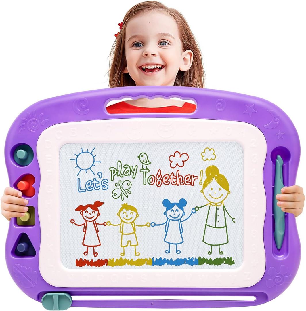 BABLOCVID Magnetic Drawing Board Toddler Toys for Boys Girls, 15 Inch Erasable Doodle Board for Kids Colorful Etch Education Sketch Doodle Pad Toddler Toys for Age 3 4 5 6 7 Year Old Boy Girl (Purple)
