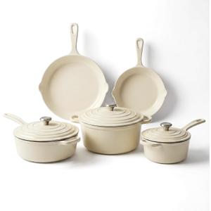 QuliMetal 5-Piece White Enameled Cast Iron Cookware Set, White 5PC-D