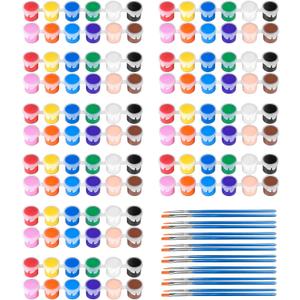 10 Pack Mini Acrylic Paint Set,12 Colors Acrylic Paints Strips for Kids&Adults Craft Paint,140 PCS Kids Painting Kit Container Strips Storage, Perfect for Home Birthday Classroom Party Favors