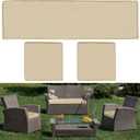 Lounsweer 3 Pcs Outdoor Cushion Covers Patio Cushion Replacement Covers 2 Covers 18 x 18 x 2 and 1 Cover 42 x 18 x 3 for Patio Furniture Outdoor Washable Water Resistant for Couch Garden Sofa (Brown)