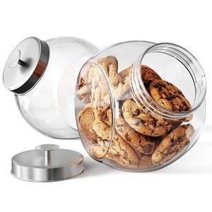 KooK Cookie Jar, Penny Jars, Candy Jar, with Lids, Candy Dish, Large Storage for Candy, Cookies and Snacks, Clear, Metal Lids, Dishwasher Safe, 74 oz, Set of 2