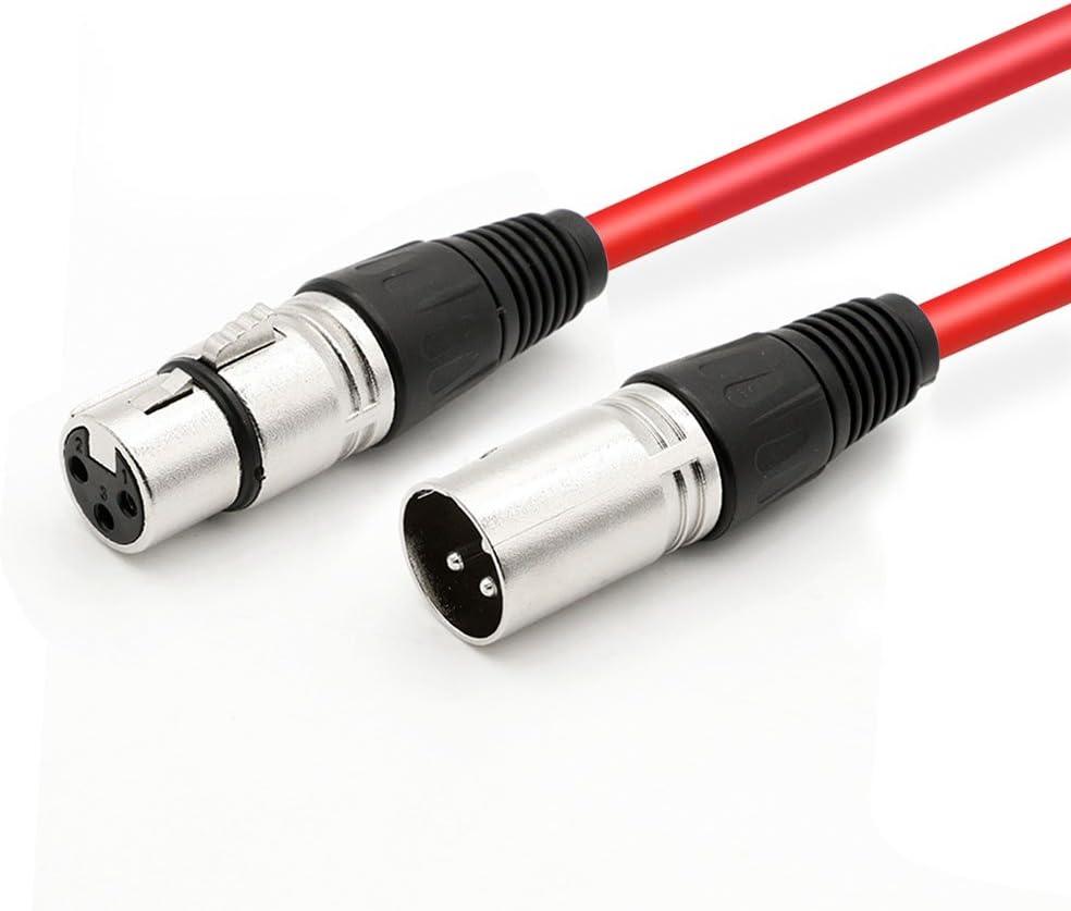 DREMAKE 3Pin XLR Male to XLR Female Microphone Cable Professional for Recording, Mixing, and Lighting Equipments - 16.5 Foot/Red