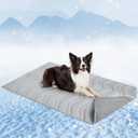 SCENEREAL Dog Cooling Mat, Reversible Self-Cooling Dog Pad (Cool & Warm), 48"x28" Thicken Ice Cool Mat for Crate Kennel Sofa Indoor Outdoor No Toxic Gel, Machine Washable (Glacial Grey)