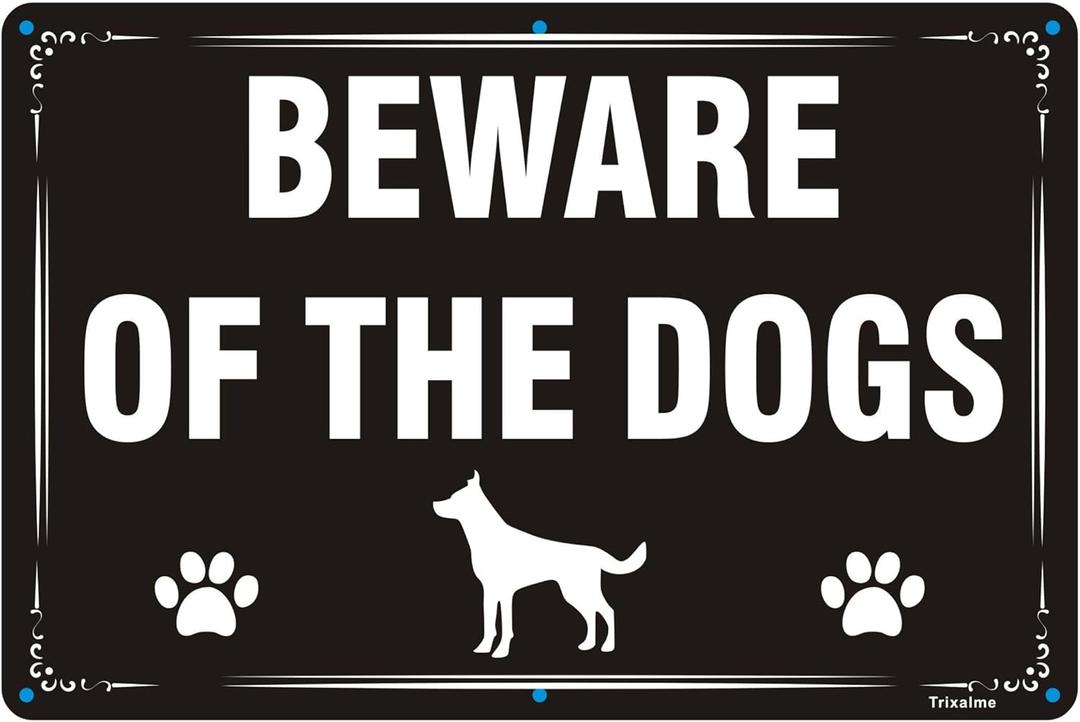 2 Pack of Beware of The Dogs Sign 8x12 Inches 12x12 Inches Rust-Free Aluminum Reflective UV Protected Pre-Drilled Holes Easy to Mount