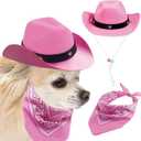 Dog Cowboy Hat Sombrero Puppy Hat Dog Cat Costume Cosplay Cap Puppy Pet Dog Cat Holiday Pet Party Decoration (Pink)