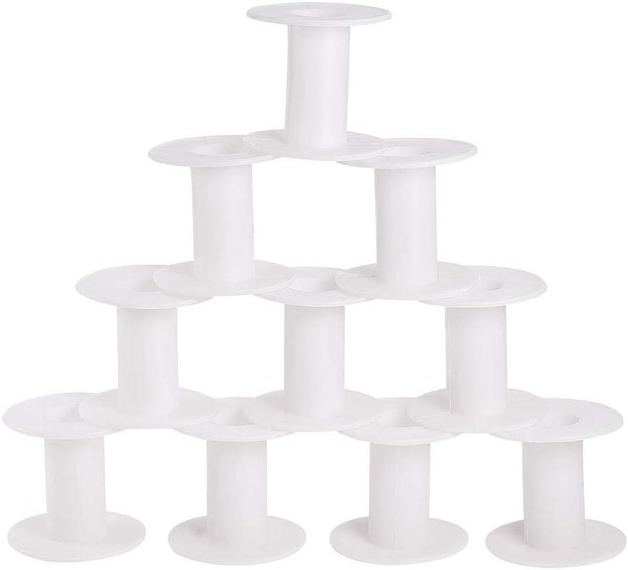 PH PandaHall 20pcs Empty Plastic Spools, 2 Inch Ribbon Spool White Wire Spools Thread String Bobbin Weaving Bobbins Craft Spools for Embroidery Thread, Yarn, Ribbon, Crafts and Sewing