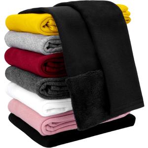 Auranso Girls Winter Warm Cotton Fleece Lined Leggings Thick Thermal Tights Pants (10-11 Years, Black)