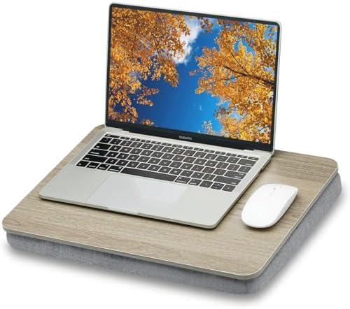 ZEAPTAC Portable Lap Laptop Desk with Pillow Cushion, Fits up to 15.6 inch Laptop, Lap Stand for Bed & Couch & Carpet, Book Tablet/Drawing Board/Computer Laptop Stand - Black Wood