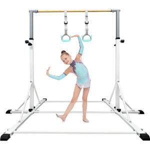 86 York Gymnastics Bar for Kids Ages 3-20, 5FT Base Length, 42" to 63" Adjustable Height, Horizontal Bar, Kip Bar for Gymnast, Gymnastic Training Equipment for Home, Gym Center