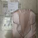 Womens Silk Satin Pajamas Set Short Sleeve Sleepwear Button Down Loungewear 2 Piece Pjs Shorts Set (Pink, L)