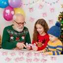 Christmas Snowman Pink Bow Cutouts - 100Pcs Winter Glitter Bow Snowman DIY Paper Cuts Party Decors Bowknot Shape Cutout Bulletin Board for Winter Xmas Birthday Party Classroom Home Decoration