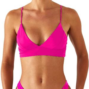 Women's Bikini Top Soild Color Push Up V Neck Bathing Suit Swimsuit Top, M