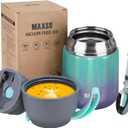 Insulated Thermo Soup Jar for Kids & Adults, 17 oz Stainless Steel Thermal Food Container with Spoon, Triple Layer Insulation (Rainbow)