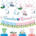 Golf Gender Reveal Decorations Banner - 14 Pcs Blue Pink He Or She Banner Golf Club Ball Honeycomb Centerpieces Swirls Garland Boy Girl Table Decor For Pregnancy Celebration Newborn Party Supplies