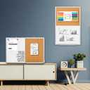 Magnetic White Board and Cork Board Combo, 36 X 24 inches Whiteboard Bulletin Combination Board, Wall Mounted Dry Erase Message Board for Home, School and Office