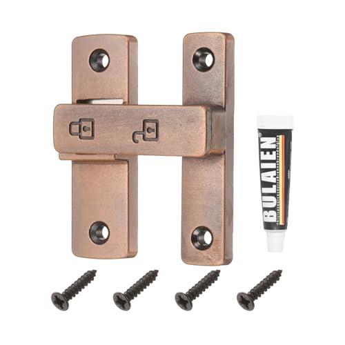 uxcell 180 Degree Positioning Gate Latch, Zinc Alloy Flip Sliding Barn Door Lock with Handle, Heavy Door Latches for Barn Cabinet Wood Fence Garage, (Red)