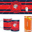 Football Fan Coffee Mug Cup and Large Mouse Pad Set New England Themed XXL Desk Mat Merch Shop Men Women Sport Stuff Gear Apparel Patriot Team Decor Dad Boyfriend Bf Birthday Cool Christmas Xmas Gift