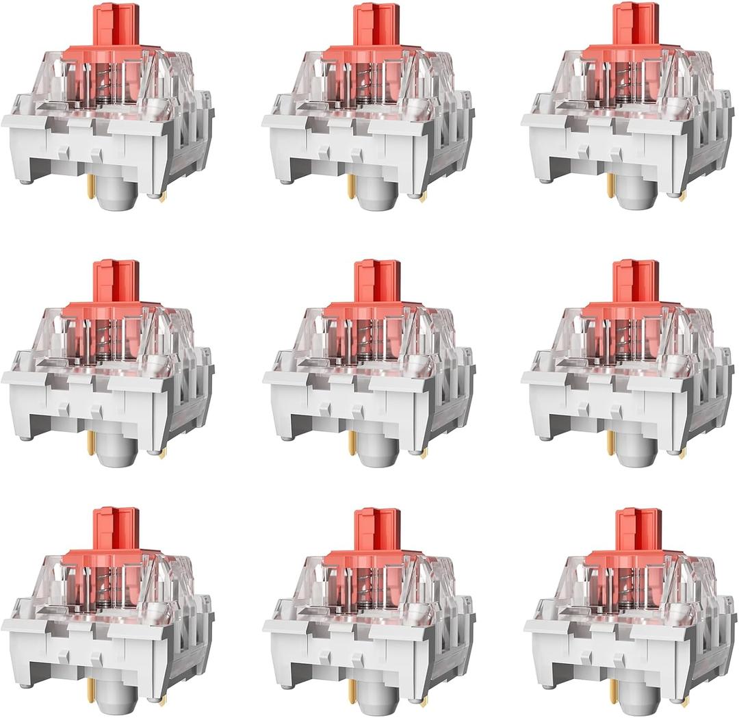 Gngzyte Mechanical Gaming Keyboard Red Switches, 3 Pin 50gf RGB SMT Linear Switch, Dustproof and Waterproof Switch (Red, 36PCS)