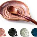 Spoon Rest, Ceramic Cooking Spoon Holder for Kitchen Counter, Large Utensil Rest for Spoons, Ladles, Tongs, Spatula, 5 Inches (Reactive Red Glazed)