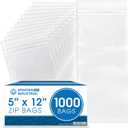 Spartan Industrial - 5” X 12” (1000 Count) 2 Mil Clear Reclosable Zip Plastic Poly Bags with Resealable Lock Seal Zipper