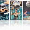 Godont Summer Blue Pool Hot Girls Disco Ball Posters Blue Pool Bikini Wall Art Retro Cocktail Wall Art Aesthetic Paintings Girls Dormitory Canvas Decoration 12x16x3 Inches