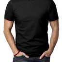H2H Mens Everyday Stlye Outfit Round Neck Basic T-Shirt Black US Large/Asia X-Large (CMTTS0198)