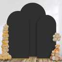 Arch Backdrop Cover Wedding Spandex Fitted Arch Covers,Round Top Chiara Baby Bridal Shower Party Birthday Banquet (Black, 7.2ft+6.6ft+6ft)