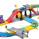 My First Speed Racing Assembly Track Builder Toy Playset - Starter Kit with 6 Diecast Cars, Accessories for Kids