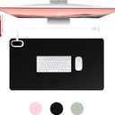 Konohan Heated Desk Pad Warm Mouse Pad, 5 Heating Level & 4 Hour Auto Shut-Off, PU Leather Warm Mouse Mat Heating Keyboard Gaming Mice Warmer Mat Only Supports 110v(Black Color,23.6"x 14.2")