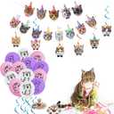 137PCS Cat Birthday Party Supplies Serves 20 Guests Kitten Birthday Party Decorations Plates Banner Napkins Balloons Tablecloth Cake Toppers for Cats Themed Birthday Parties Supplies