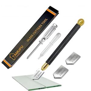 Glass Cutters Tools 2-20mm for Thick Glass Tiles Mirror Mosaic Cutting- Glass Cutting Tool with Automatic Oil Feed, Glass Cutter with Ergonomic Handle and 3 Carbide Tips (5Pcs Glasschneider-Set)