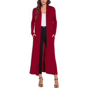Bluetime Women Maxi Floor Length Lightweight Cardigan Coat Open Long Sleeve Duster (XXXL, Red)