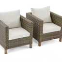 Outdoor Chair Cushions Set of 2, Waterproof Backrest and Deep Seat Cushion Set for Patio Furniture, Outdoor Sofa Replacement Cushions with Removable Cover, 24 x 24 Inch, Cream